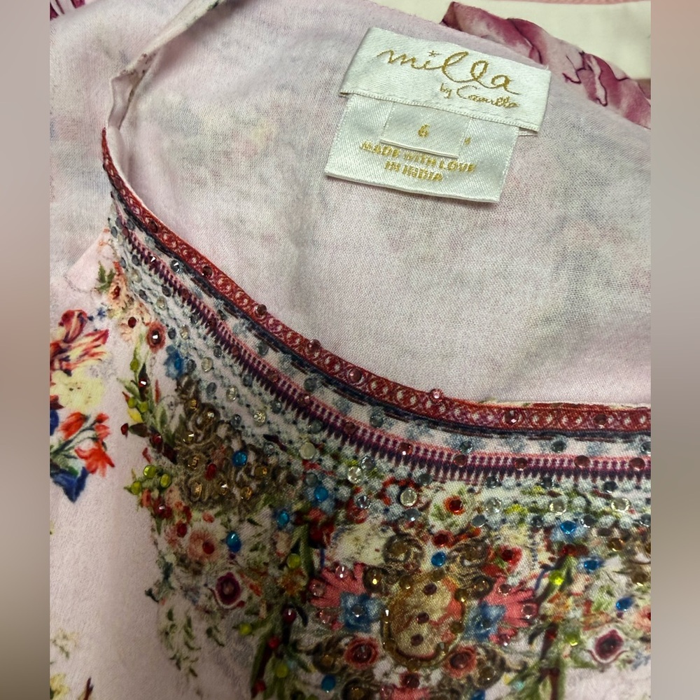 Camilla Floral Kids Dress - Pink and White - Picture 4 of 4